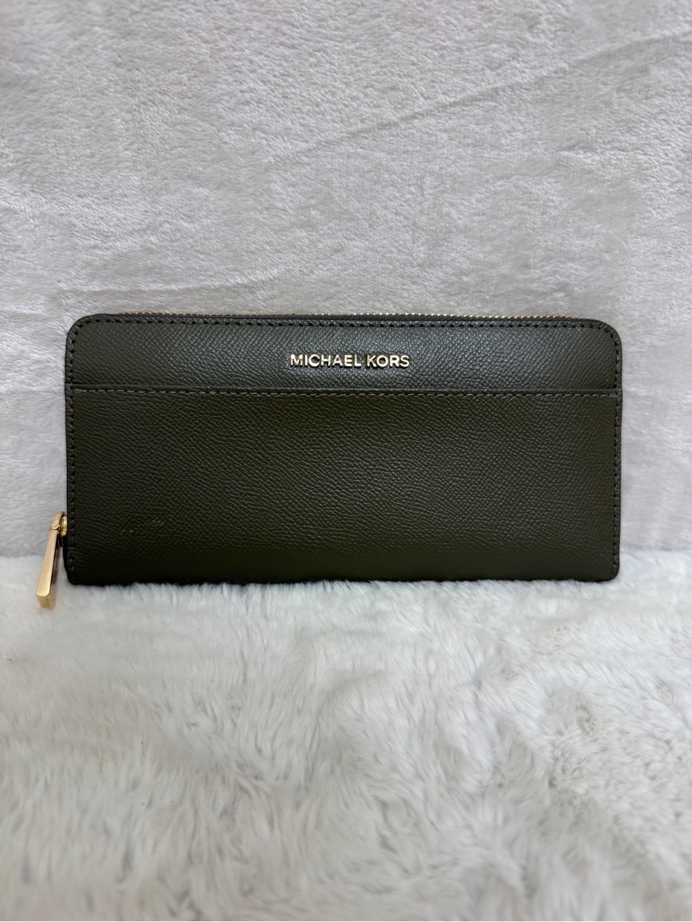 Michael Kors Olive Green Zipper Wallet